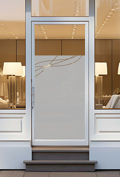 Etched glass design with wave, window film