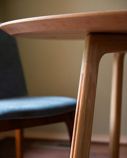 Close up of dining table leg