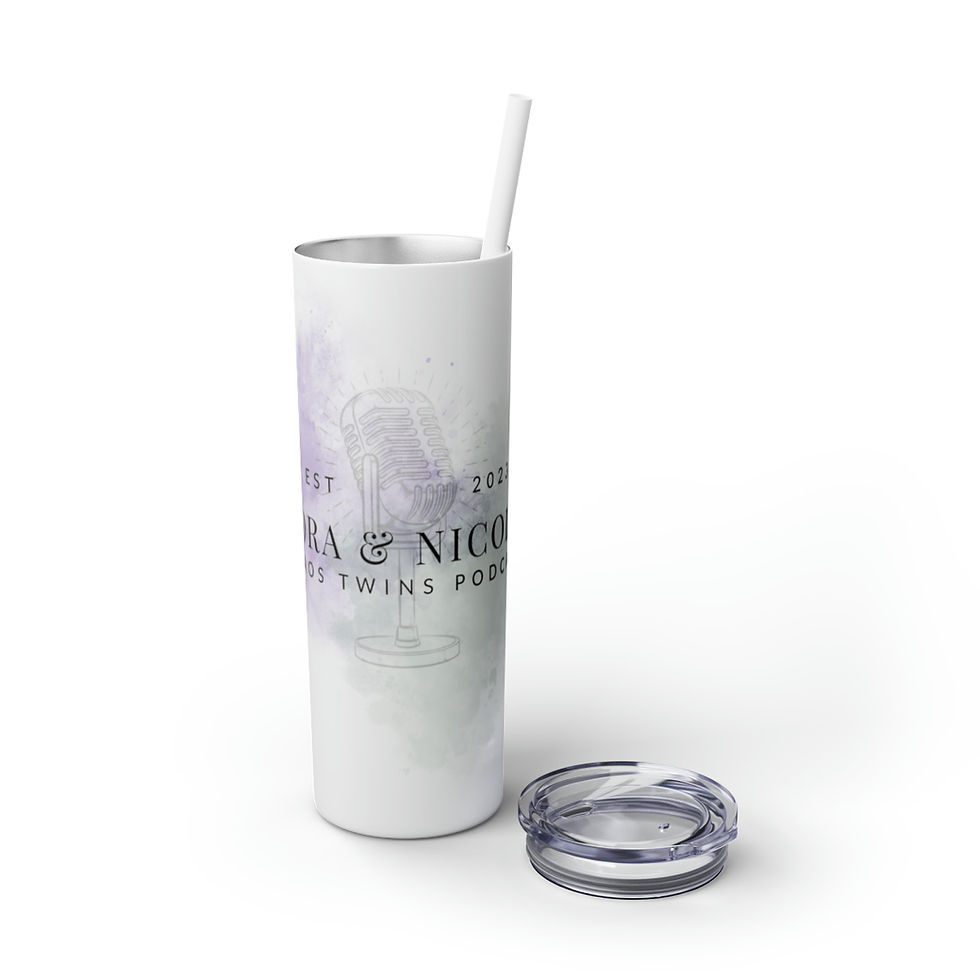 Thumbnail: Cora & Nicole Chaos Twins Podcast - Skinny Tumbler with Straw, 20oz - LARGE LOGO
