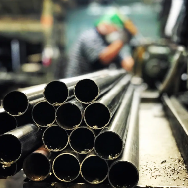 Steel tubing prepared for the construction of Wesley Allen iron bed frames