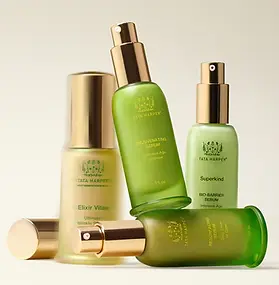 Tata Harper luxury beauty, skincare, fragrance or cosmetics collection packaging and signature products