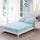 サムネイル： DaDa Bedding Soothing SeaFoam Sky Blue Cotton Fitted Bed Sheet W/Pillow Cases