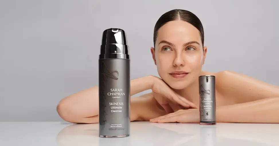 Sarah Chapman luxury beauty, skincare, fragrance or cosmetics collection packaging and signature products