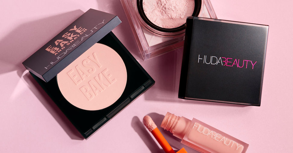 Huda Beauty luxury beauty, skincare, fragrance or cosmetics collection packaging and signature products