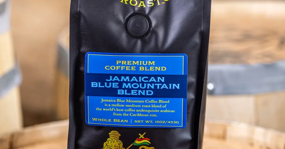 Jamaica Blue Mountain Coffee premium coffee product displayed in an elegant luxury setting