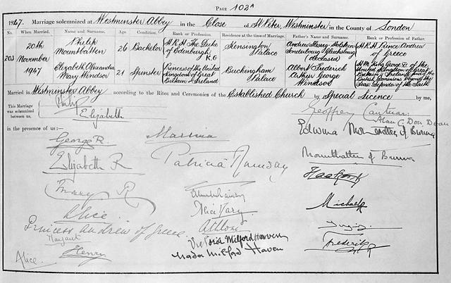 wedding of Queen Elizabeth II and Prince Philip, Duke of Edinburgh