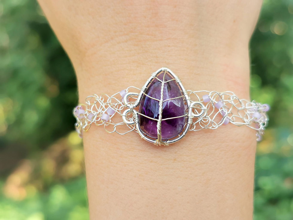 Zapestnica "Ametist list" - srebrna