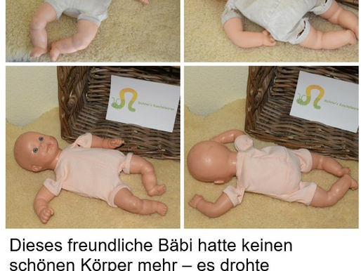 Mal wieder eine tolle Puppen-Reparatur! Der Körper hatte ein paar Risse - da habe ich ihm einen komplett neuen Körper genäht.
