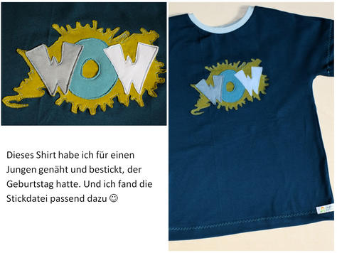Geburtstagsshirt mit WOW-Applikation