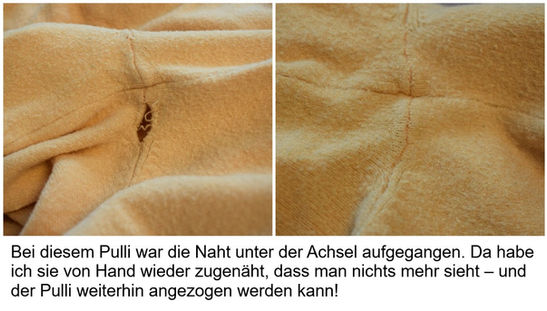 Kleiderreparatur Pulli Achselnaht gerissen