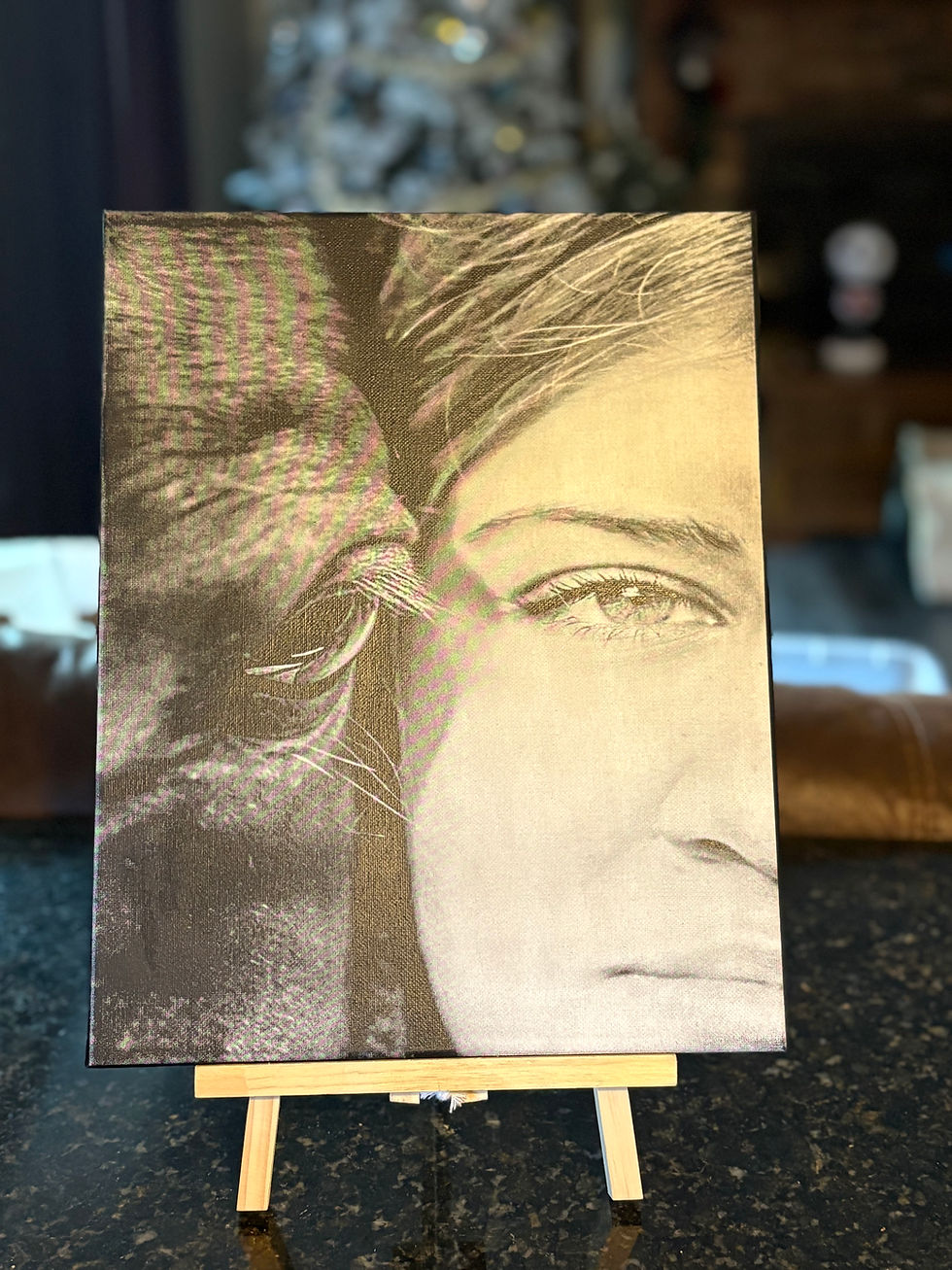 Laser engraved photo done with spray-paint