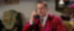 Vincent Price on the phone in a red smoking jacket in the classic science fiction sci-fi Hollywood horror movie film "The Fly"