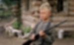 Brandon de Wilde wants to shoot a gun in the classic Hollywood George Stevens film Western movie "Shane"