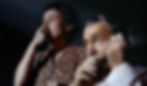 Two people, a man and a woman, look intense and focused, holding their hands to their faces. They're in a dimly lit setting, wearing patterned shirts. Thelma Ritter and James Jimmy Stewart watch out the window in horror Rand Harper and Havis Davenport are newlyweds
in the Alfred Hitchcock classic Hollywood film suspense movie "Rear Window"