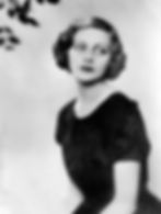 Portrait photo of young British stage and film actress movie star Celia Johnson in simple black dress