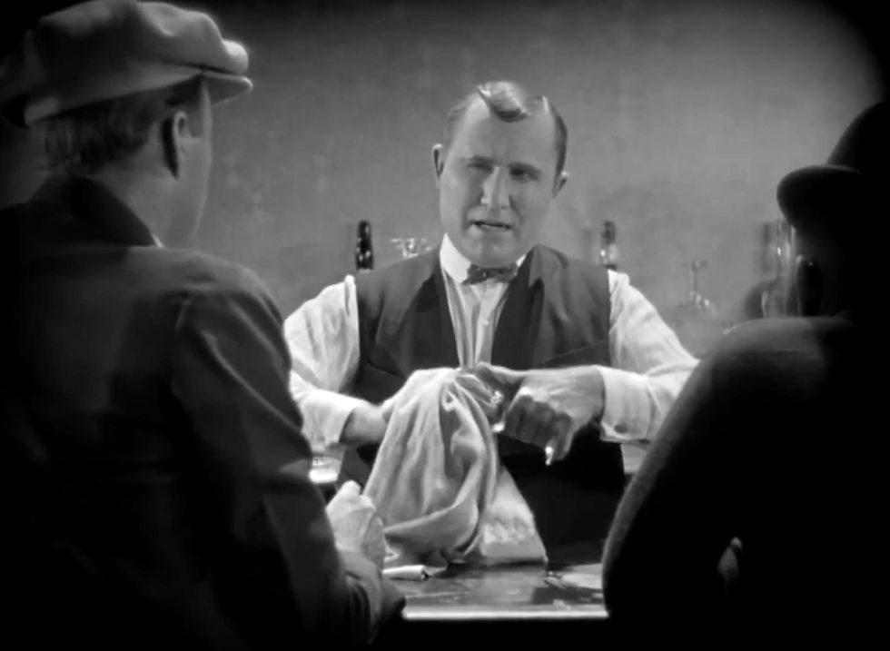 Tom O'Brien is a Bronx bartender in the World War I epic romance classic Hollywood movie silent film "The Big Parade"
