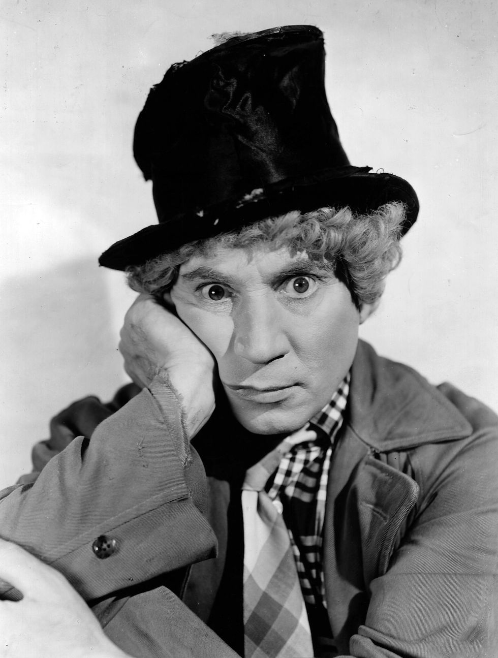 Portrait photo of mute comedian movie star comedy icon Harpo Marx