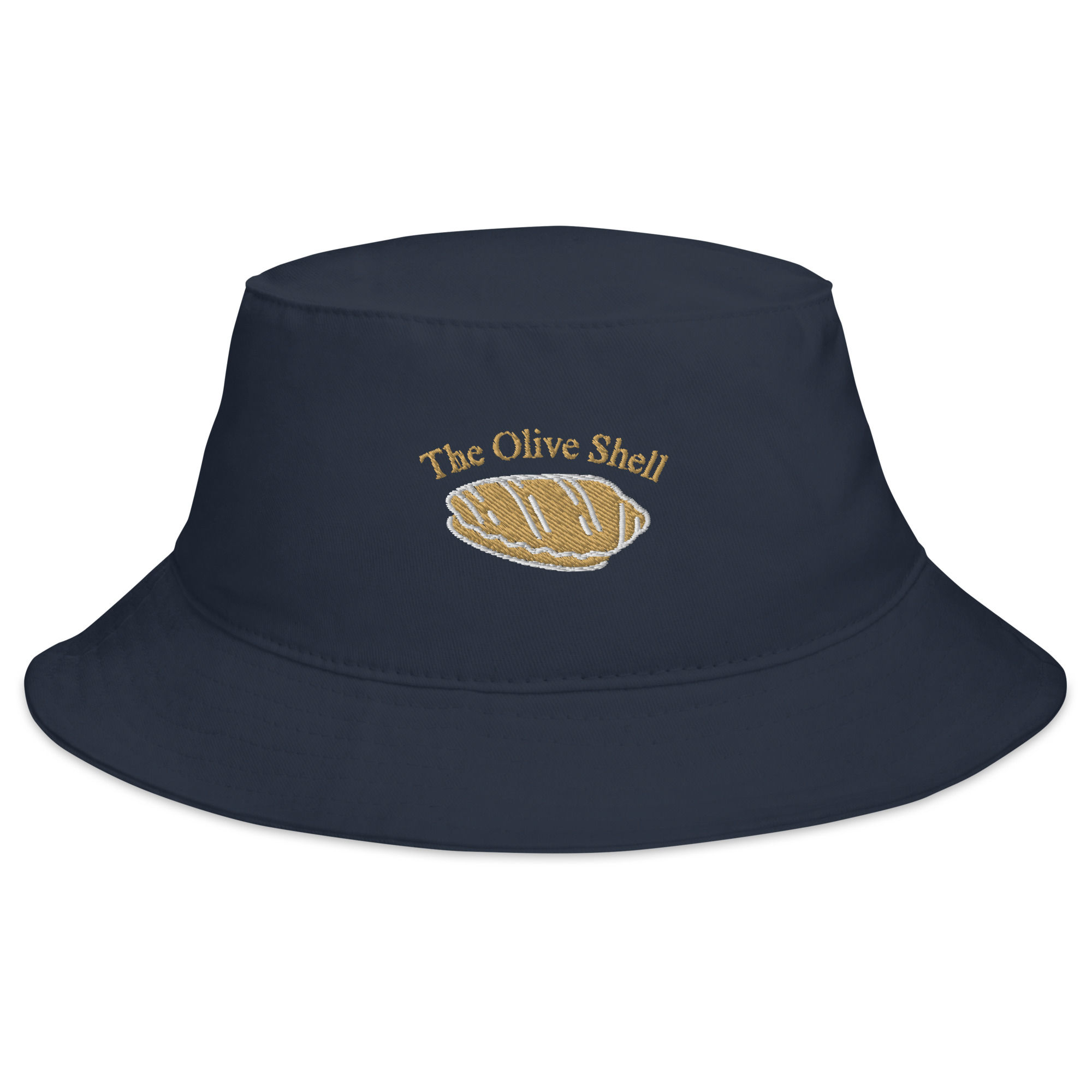 Embroidered Olive Shell Bucket Hat – Coastal Design