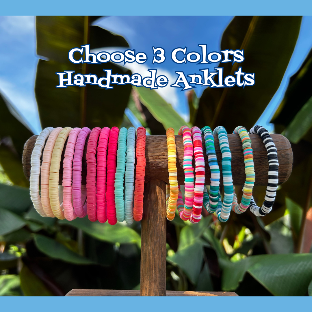 Handmade Stretch Heishi Beaded Anklets