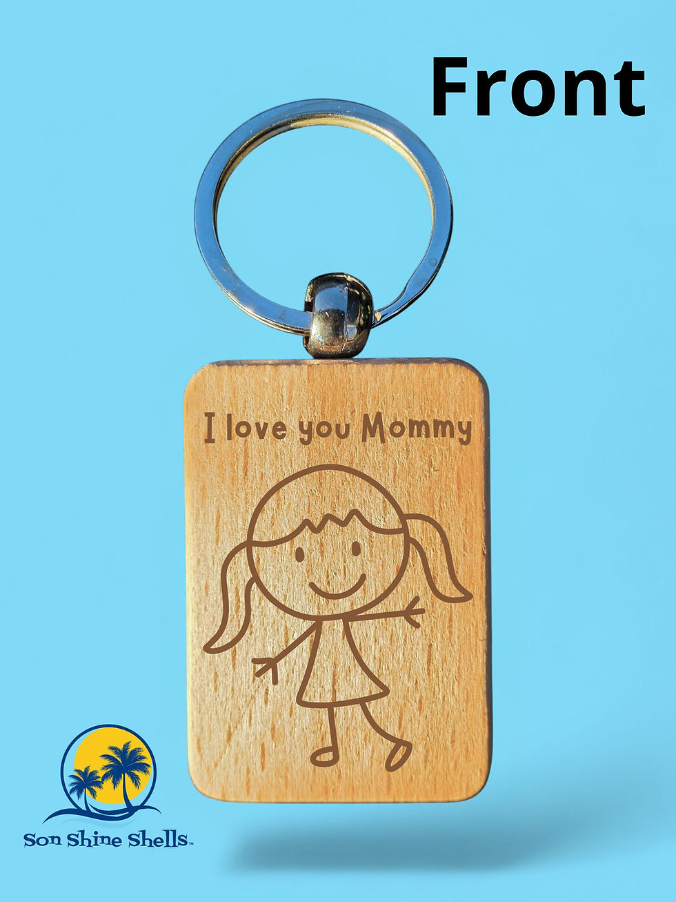 Thumbnail: Custom Engraved Wooden Keychain – Child’s Drawing & Handwritten Message Keepsake