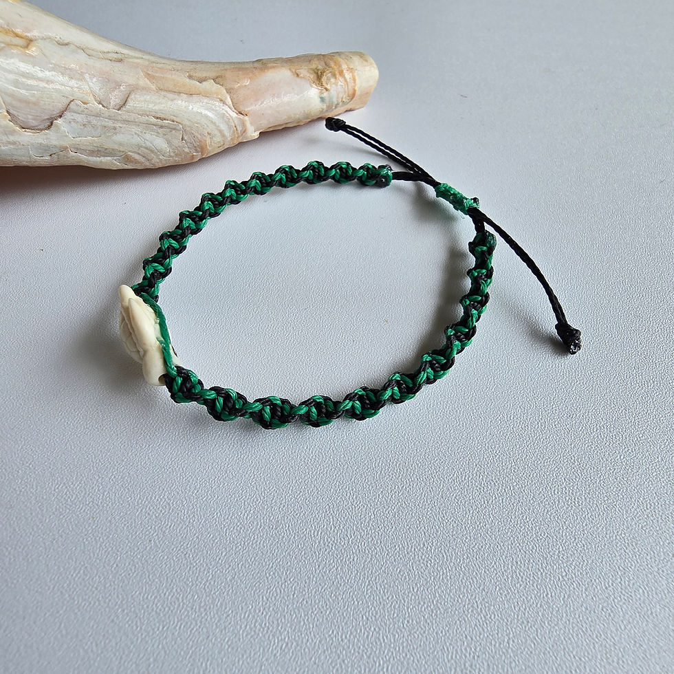 Thumbnail: Handmade Sea Turtle Macrame Bracelet - Green and Black