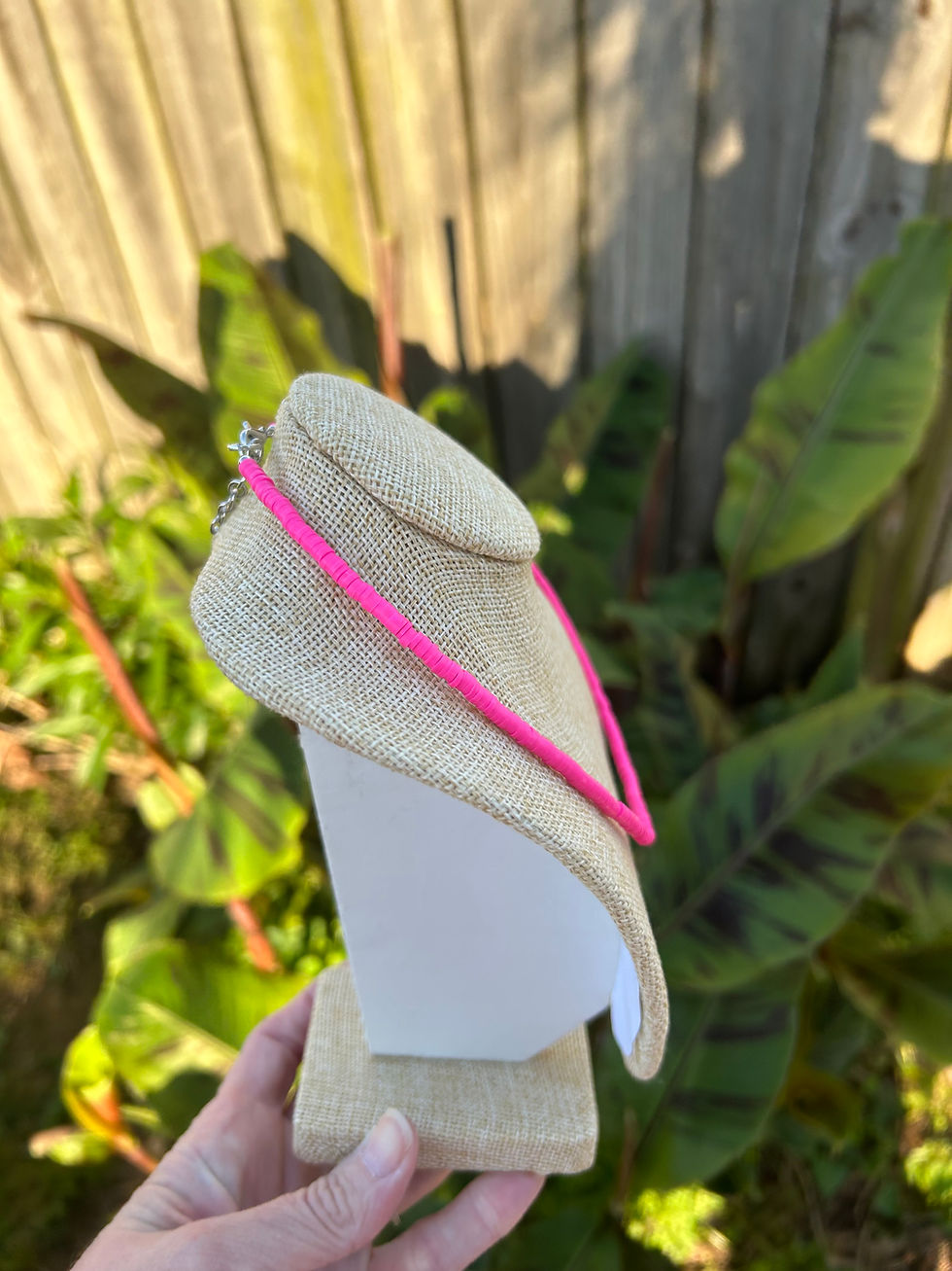 Thumbnail: Hot Pink Heishi Bead Necklace