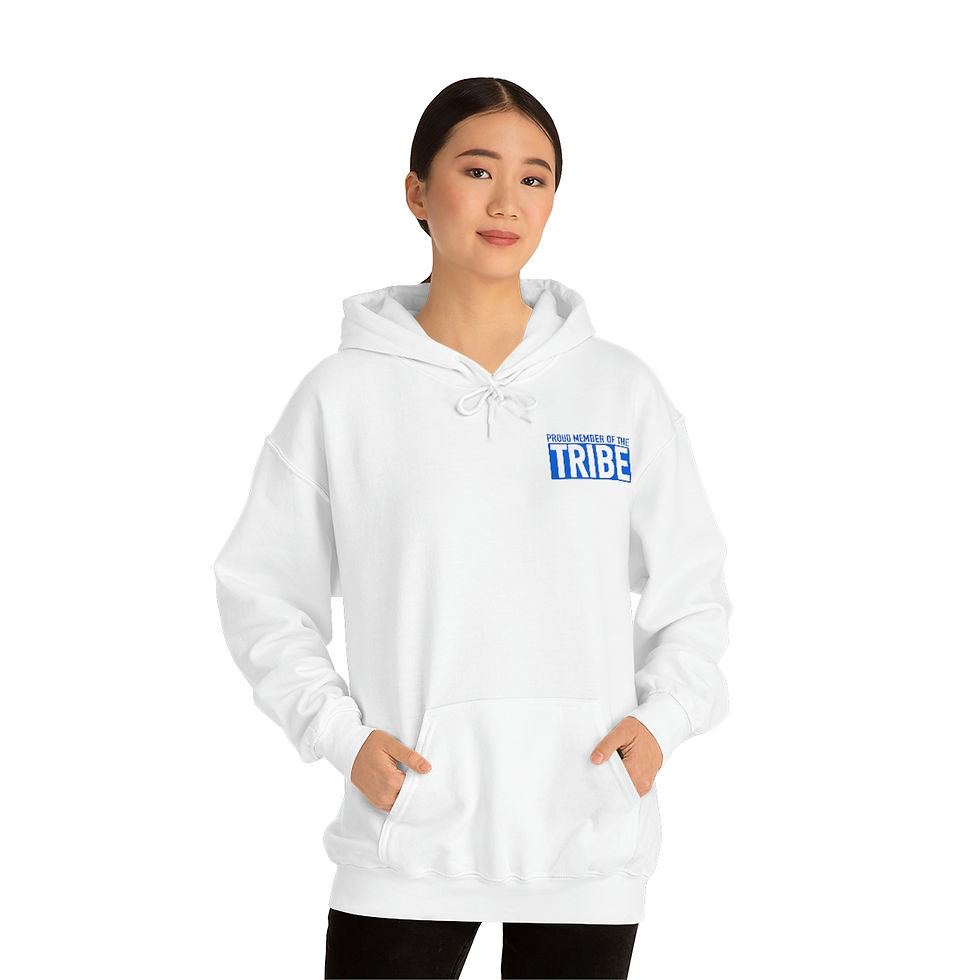 Thumbnail: TRIBE Unisex Heavy Blend™ Hooded Sweatshirt - white with blue text