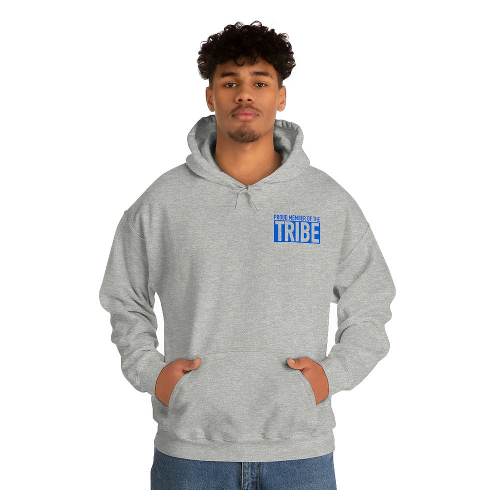 Thumbnail: TRIBE Unisex Heavy Blend™ Hooded Sweatshirt - white with blue text