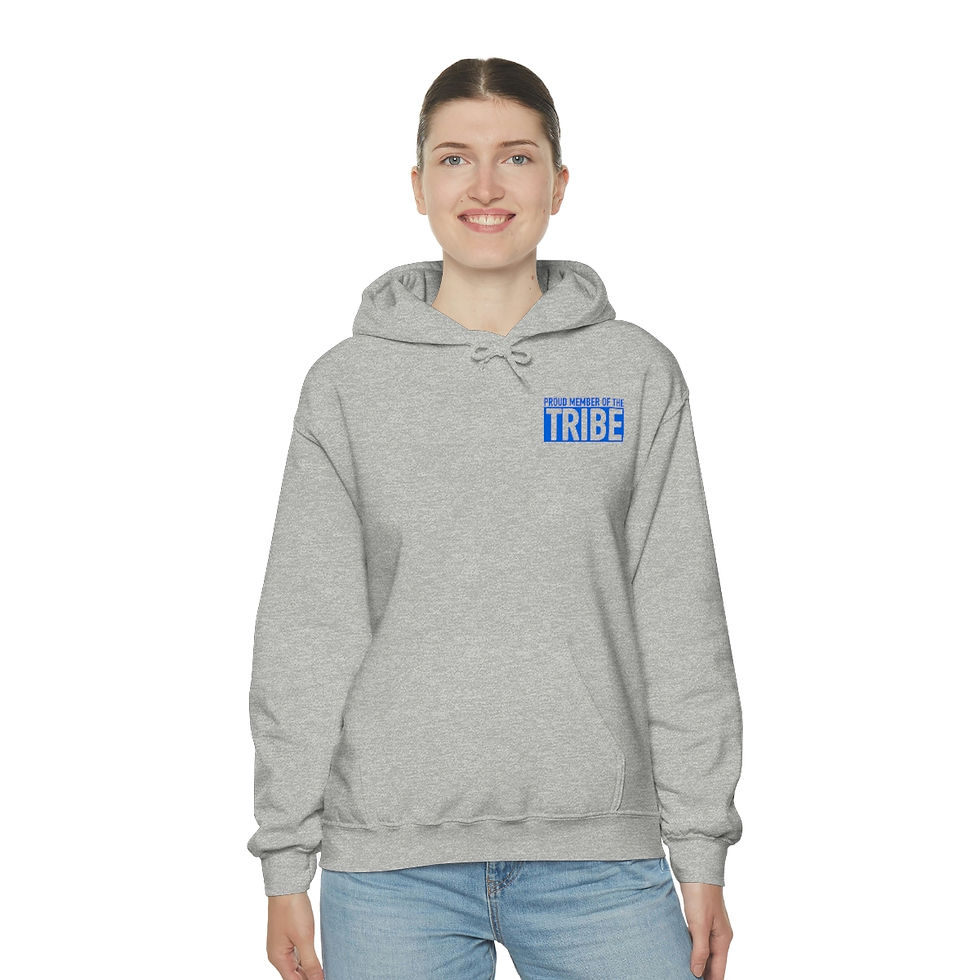 Thumbnail: TRIBE Unisex Heavy Blend™ Hooded Sweatshirt - white with blue text