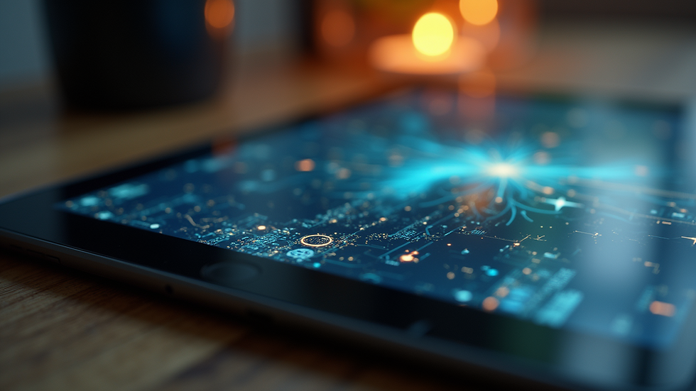 Close-up view of a tablet screen showing a fantasy novel interface