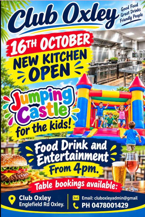 Club Oxley - New Kitchen now OPEN