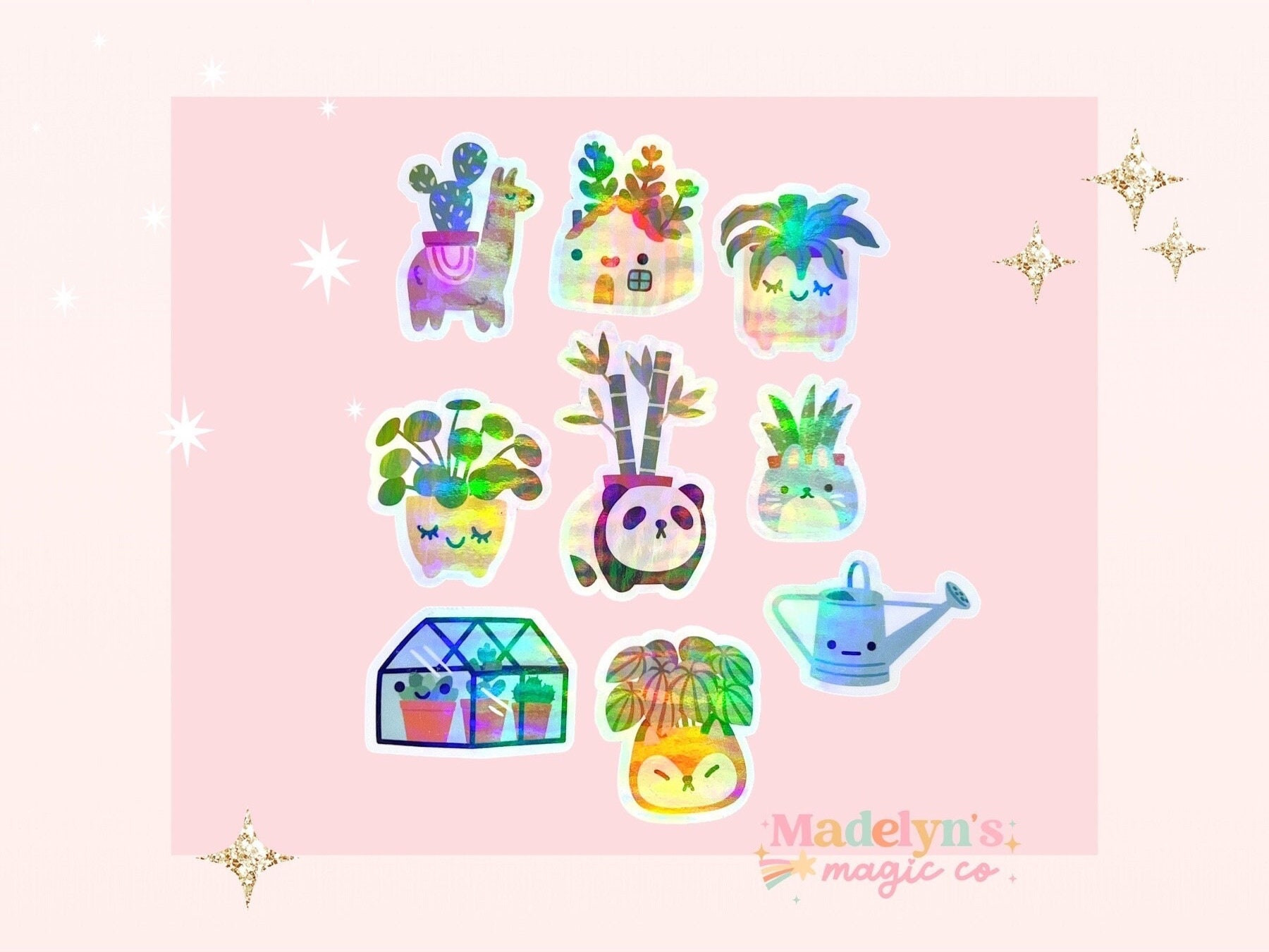 Plant Sticker set of 9 ~ Laptop and Water bottle stickers plant lover stickers