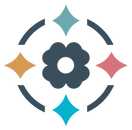 Image of Inner elements of the True Worth logo: flower surrounded by diamonds in different colours, connected in a circle