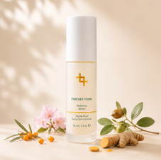Forever Young Radiance Serum – leichtes Gesichtsserum mit Alpenrose, Sanddorn, Jojoba, Kurkuma, Hyaluronsäure und Vitamin C für ein strahlendes Hautbild.