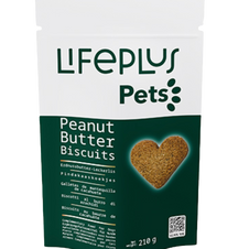 Lifeplus Pets® Peanut Butter Biscuits – getreidefreie Hundekekse mit Erdnussbutter, Ahiflower® und hochwertigen natürlichen Zutaten als Belohnung oder Trainingssnack.