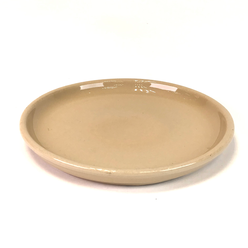 Miniature : 20 x 20 x 2 cm Soucoupe beige en céramique ronde