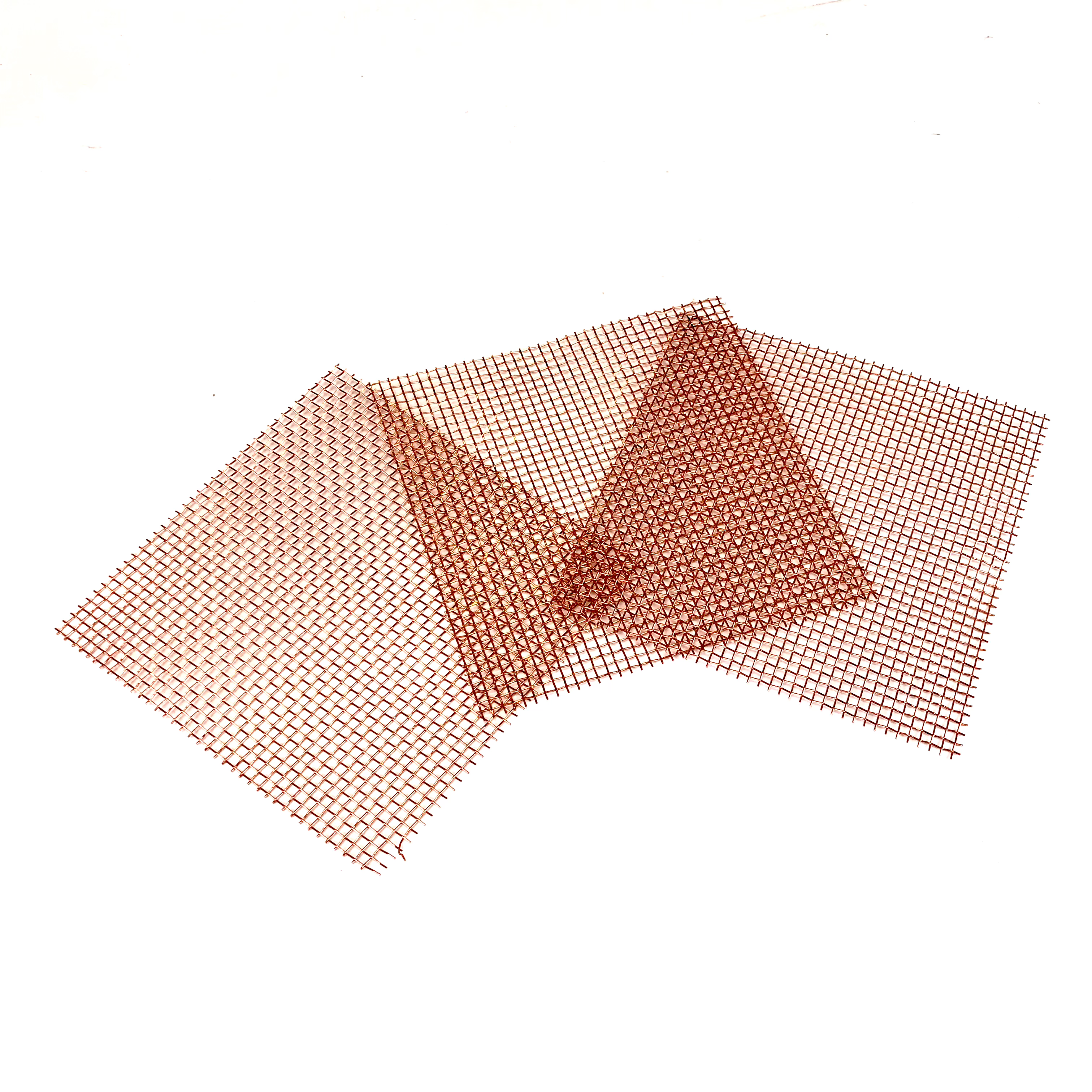 Grilles en cuivre de rempotage 10 x 10 cm Maille de 2 mm. Lot de 3 plaques.