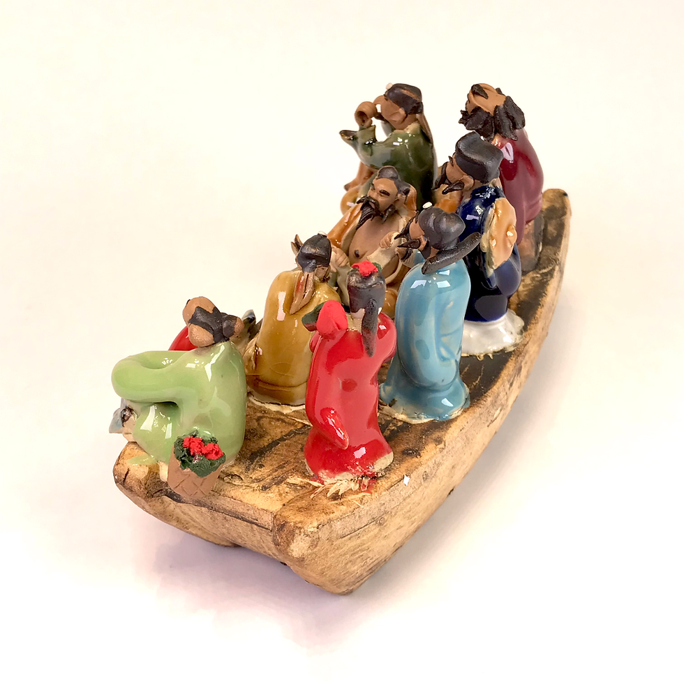 Miniature : Bateau en famille de 9 cm de hauteur FIGURINE en terre cuite