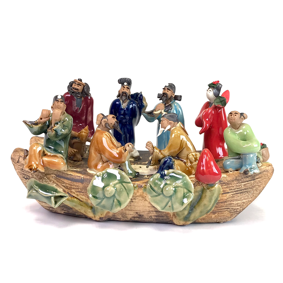 Miniature : Bateau en famille de 9 cm de hauteur FIGURINE en terre cuite