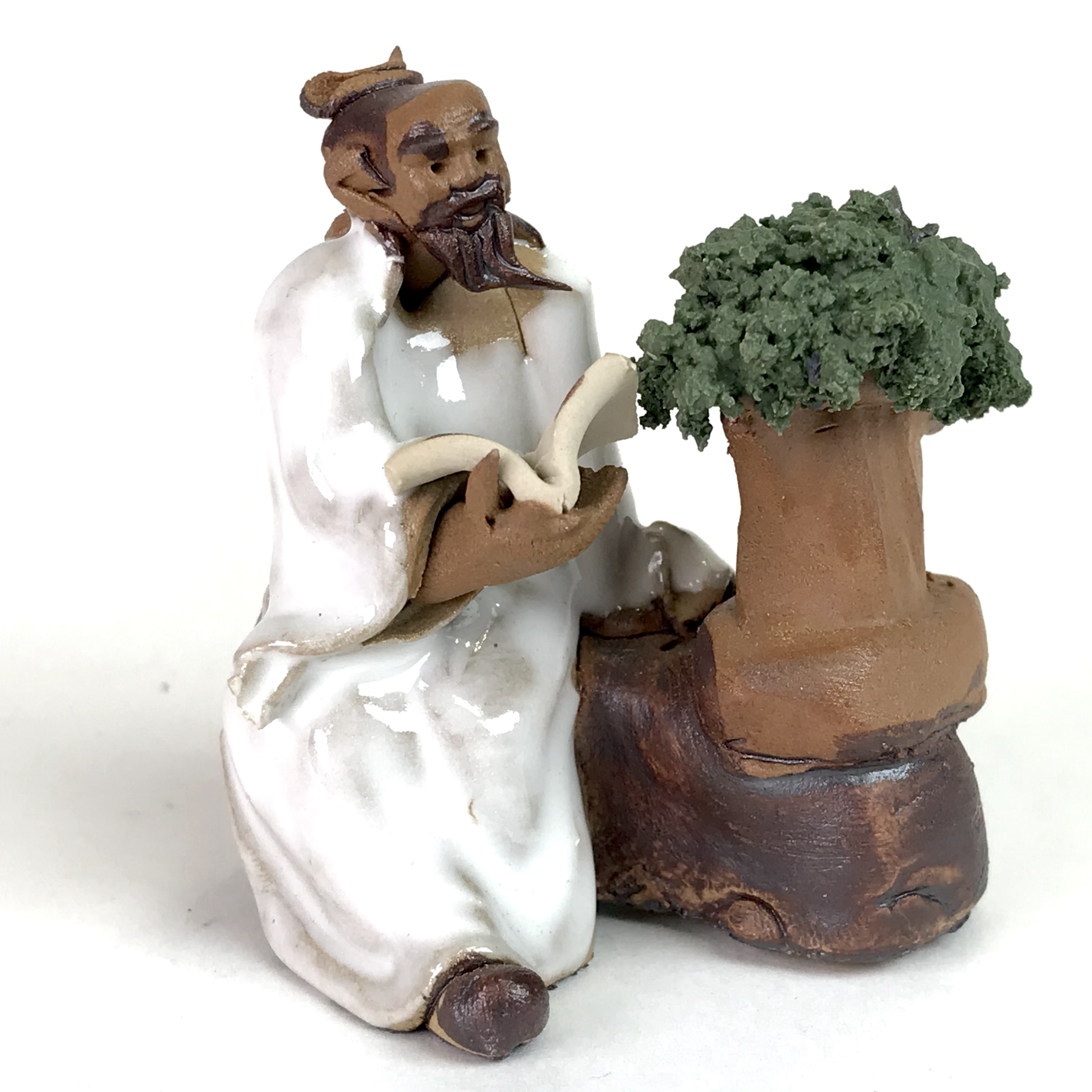 Bonsaika Blanc de 6 cm de hauteur FIGURINE en terre cuite