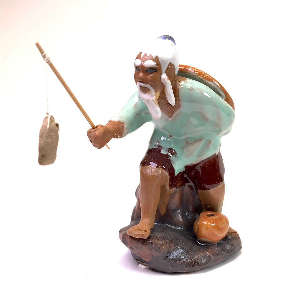 Miniature : Pêcheur vert de 11 cm de hauteur FIGURINE en terre cuite