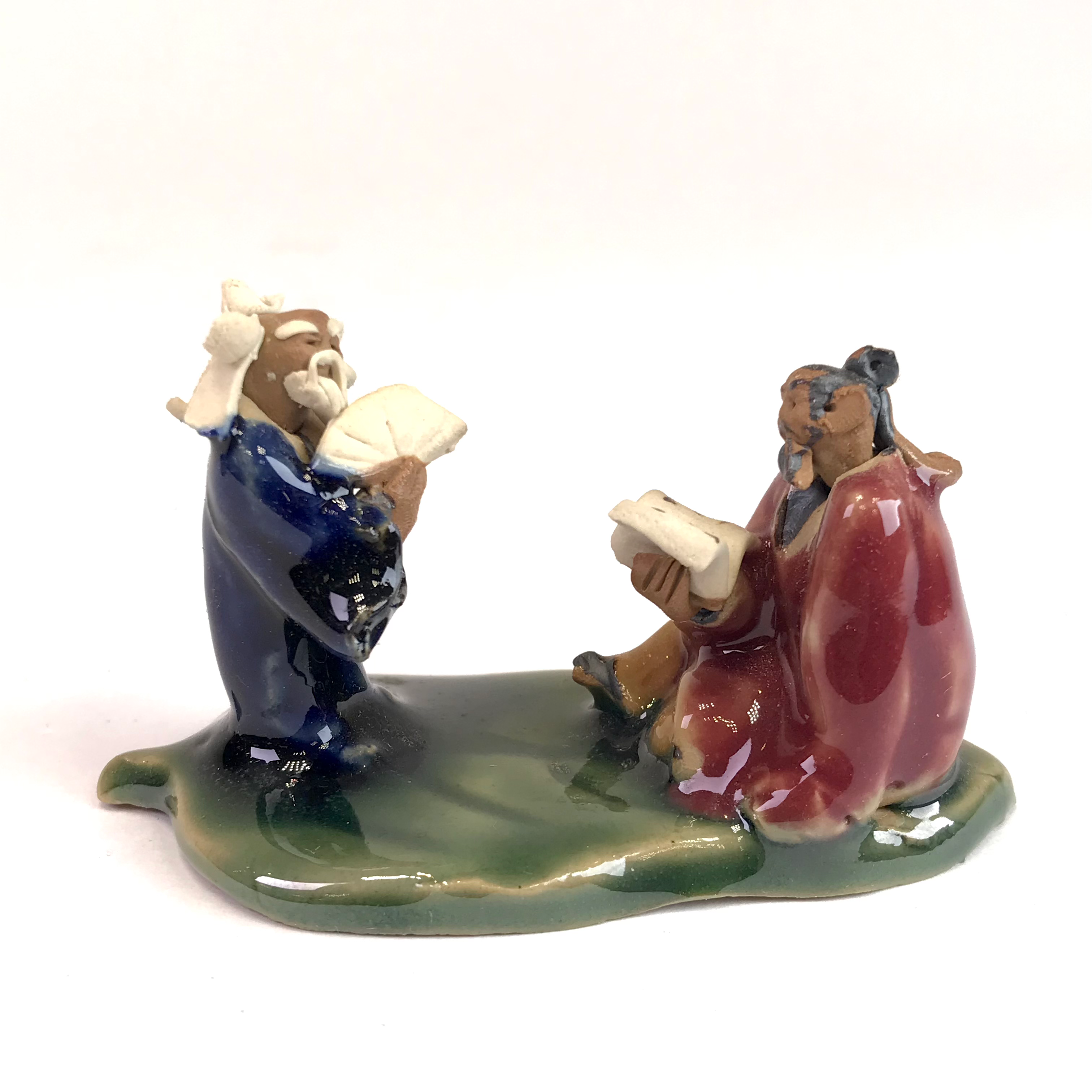 Duo Bleu et rouge de 4,5 cm de hauteur FIGURINE en terre cuite