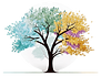 Wellness in Every Season logo featuring a tree with branches representing all four seasons—green leaves for spring, golden hues for autumn, purple blossoms for summer, and bare branches for winter—set against a circular background, symbolizing growth, change, and balance