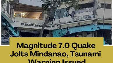 BREAKING NEWS | Strong Magnitude 7.0 Earthquake Jolts Mindanao, Tsunami Warning Issued