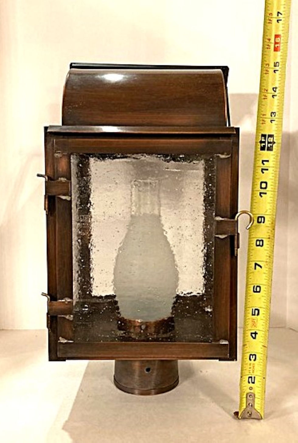 Thumbnail: Solar Powered solid copper post lamp. White Light. Handmade in USA.