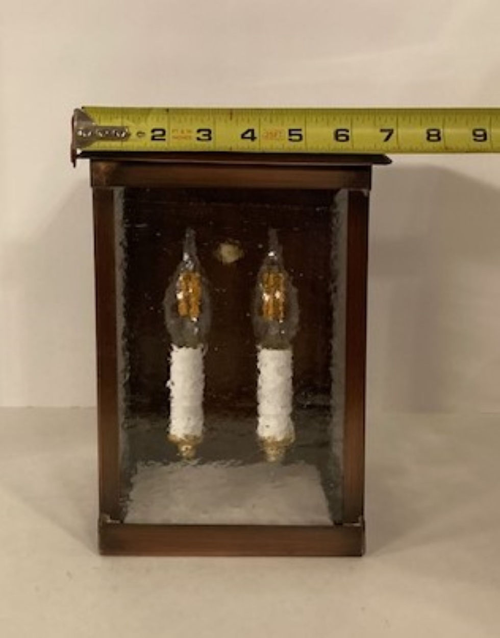 Thumbnail: Medium Plateau solid copper wall lantern. Two up Lights. Handmade in USA.