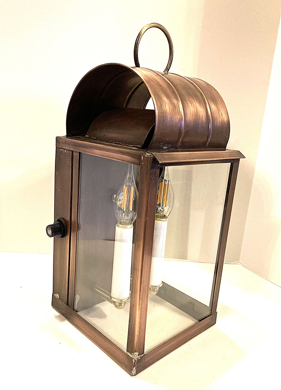 Thumbnail: 1860 Dusk to dawn switched copper wall lamp.