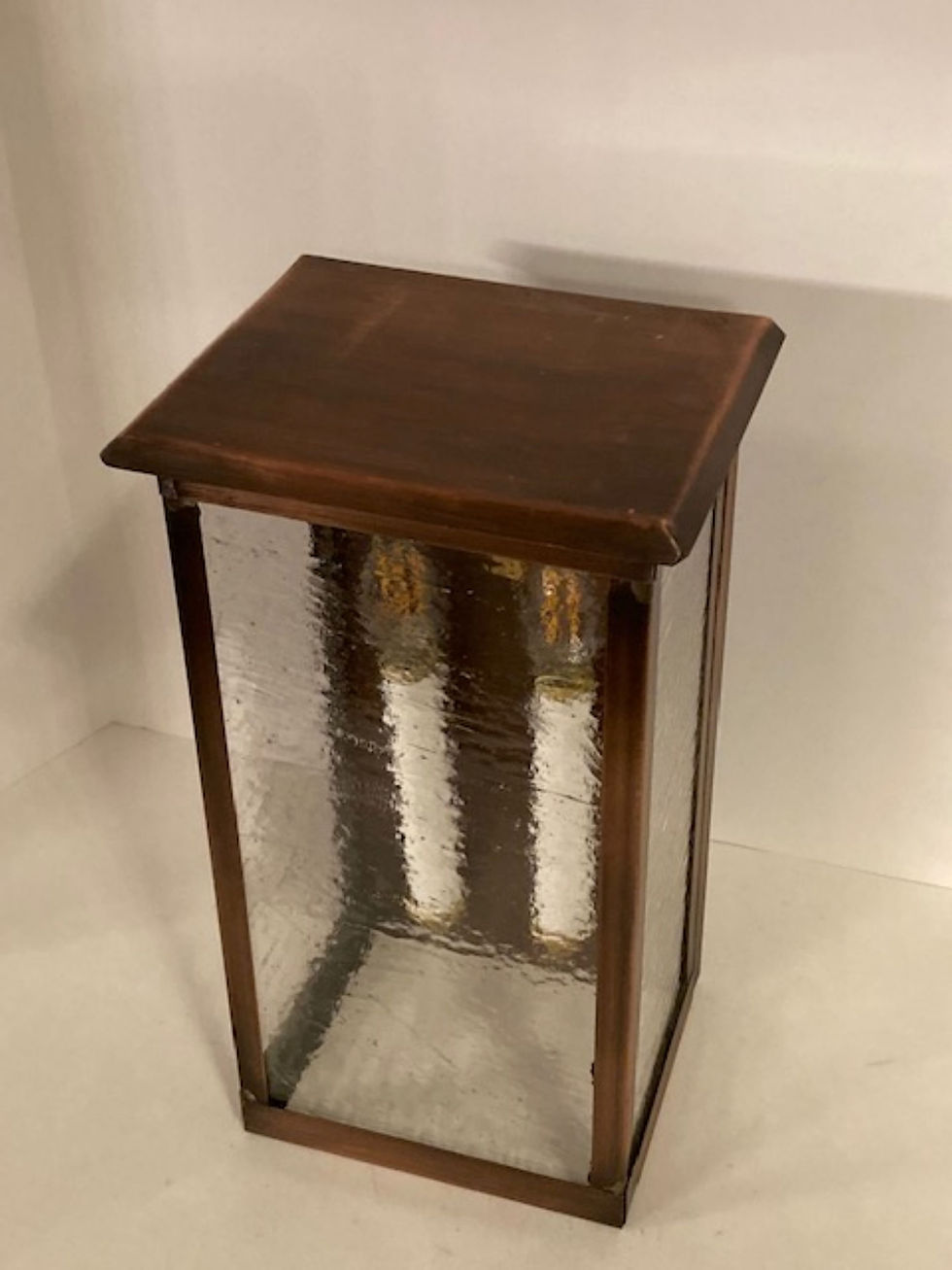 Thumbnail: Large Plateau solid copper wall lantern. Two up Lights. Handmade in USA.