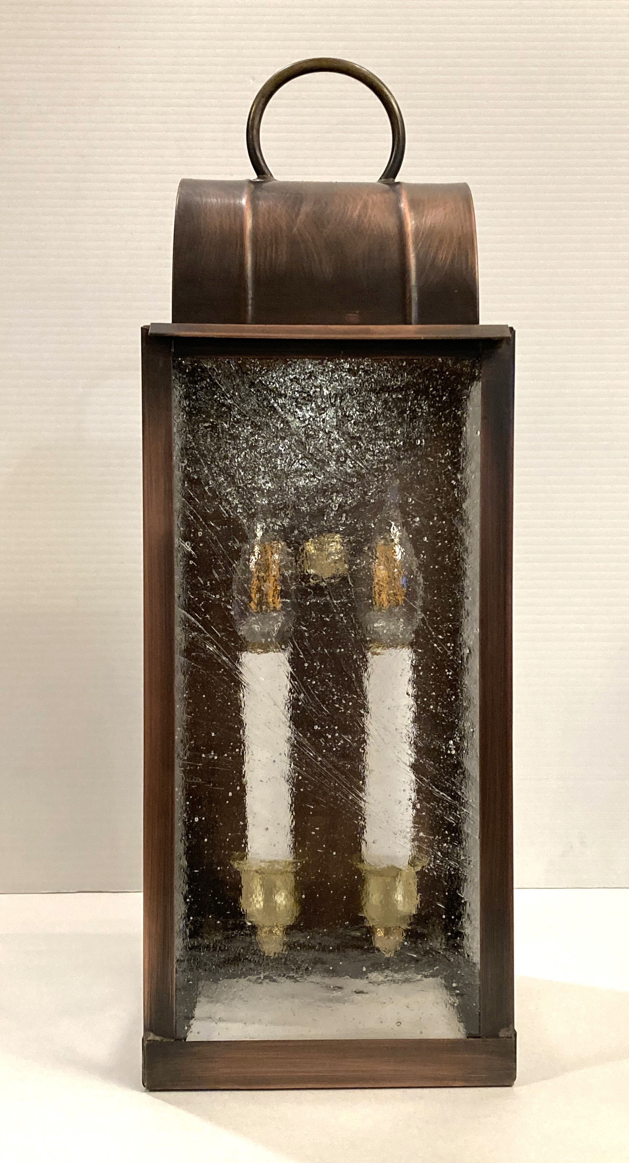 1860 Top, Salem tall, Seedy Glass Solid Copper wall lamp for outdoor.