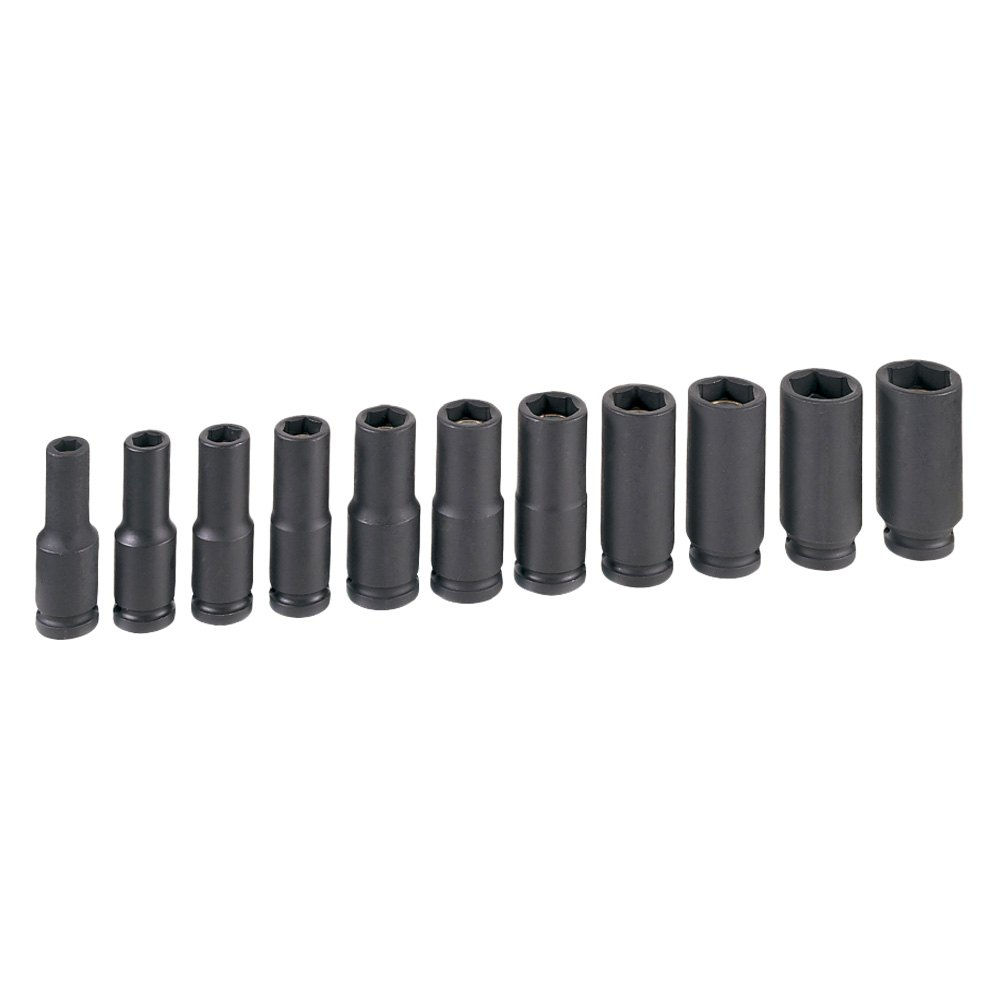 Grey Pneumatic 1/2" Drive 11 Piece Deep Magnetic Impact Socket Set
